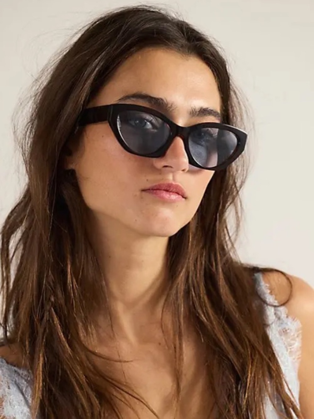 Free People Linda Classic Cat Eye Polarized Sunglasses in Chocolate | NWT
